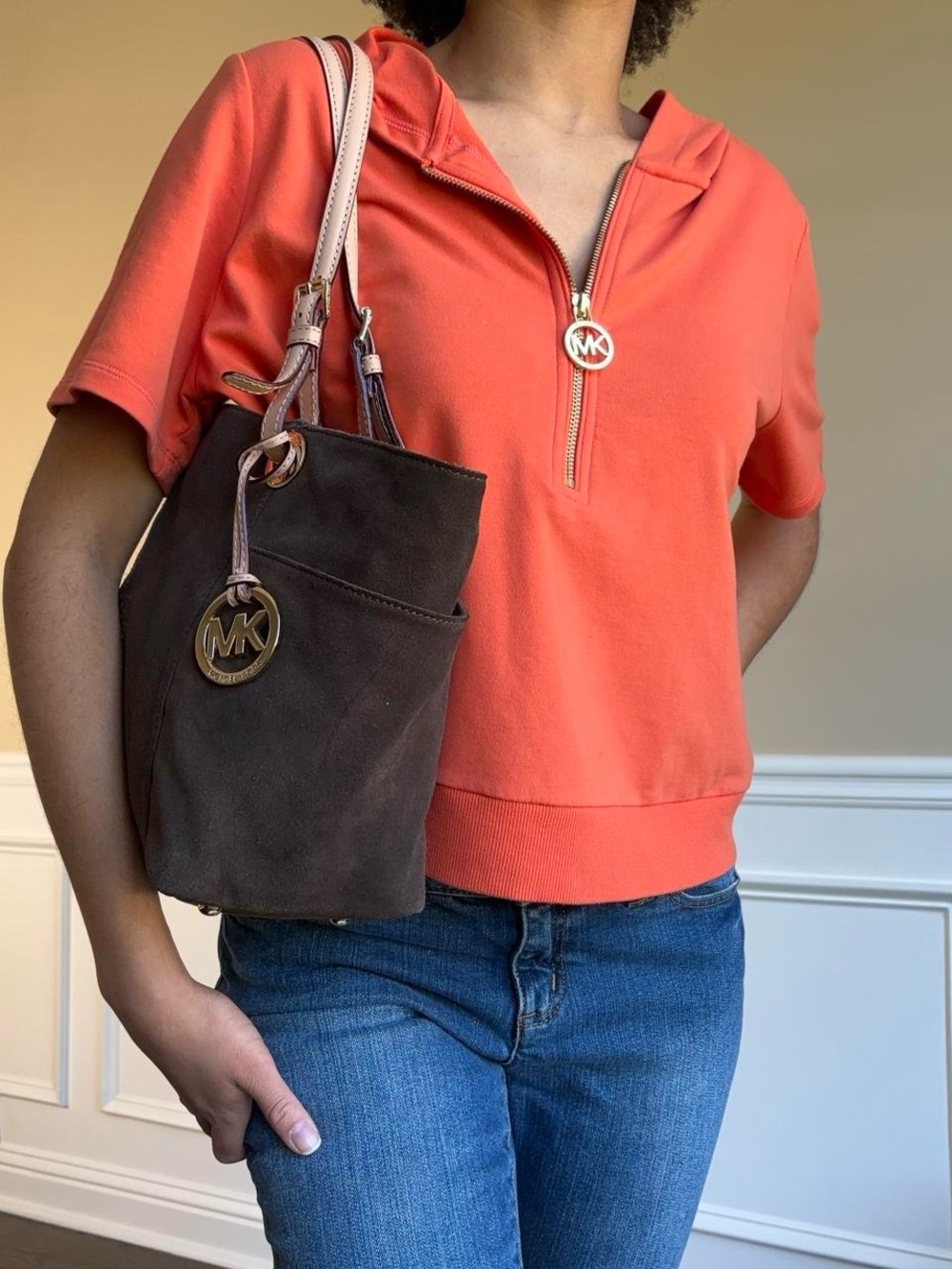 Michael Michael Kors Short Sleeve Orange Hoodie